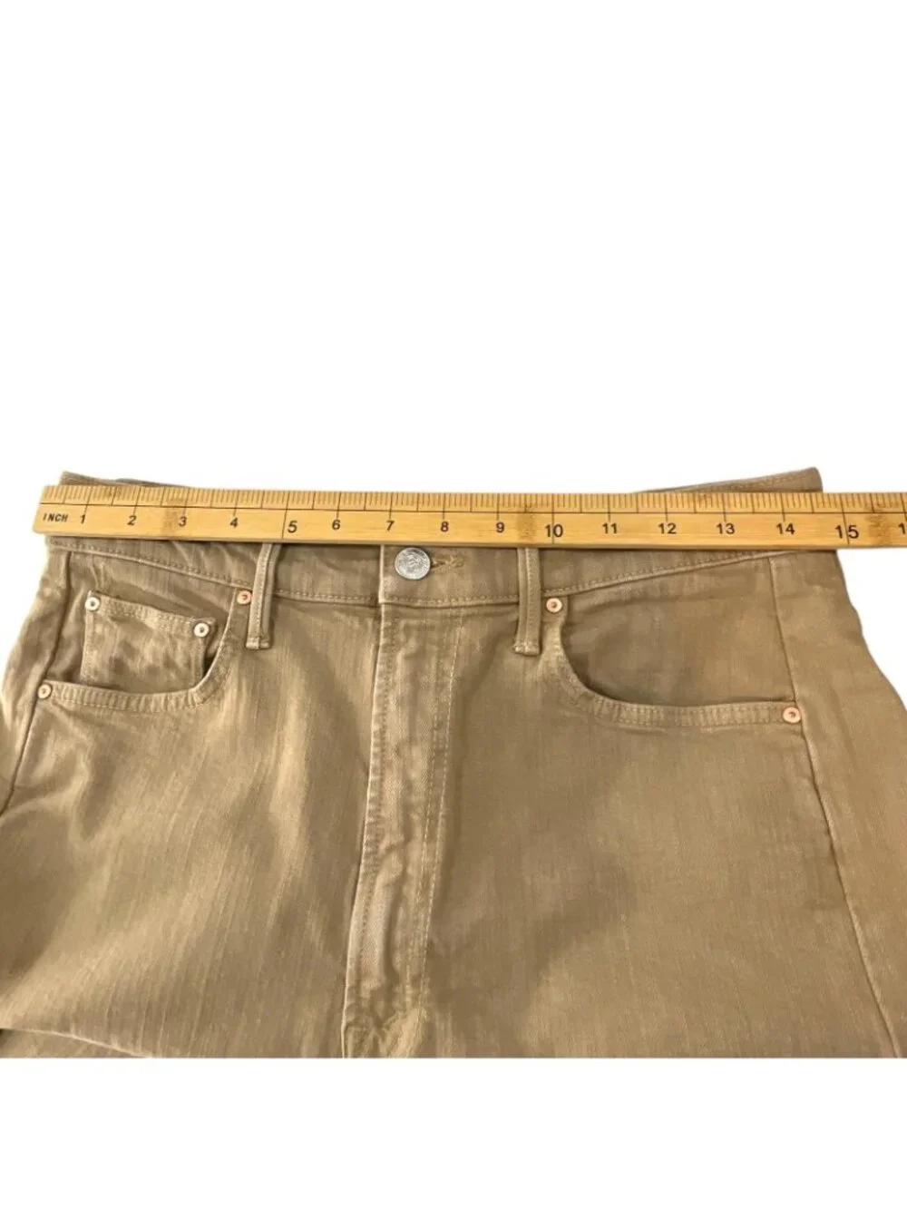 Mother Superior Half Pipe Flood Jeans Womens 30 Beige High Rise Barrel Wide Leg